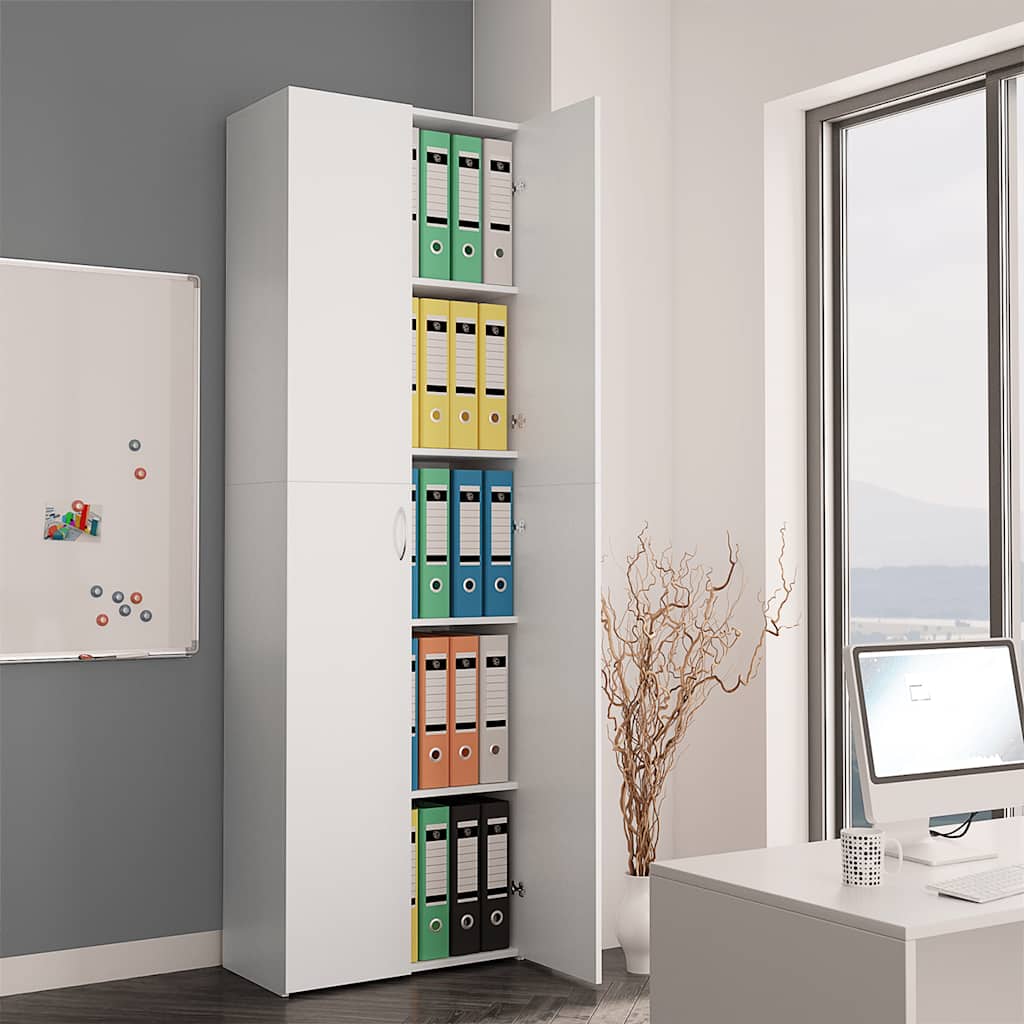 800297 vidaXL Office Cabinet White 60x32x190 cm Engineered Wood
