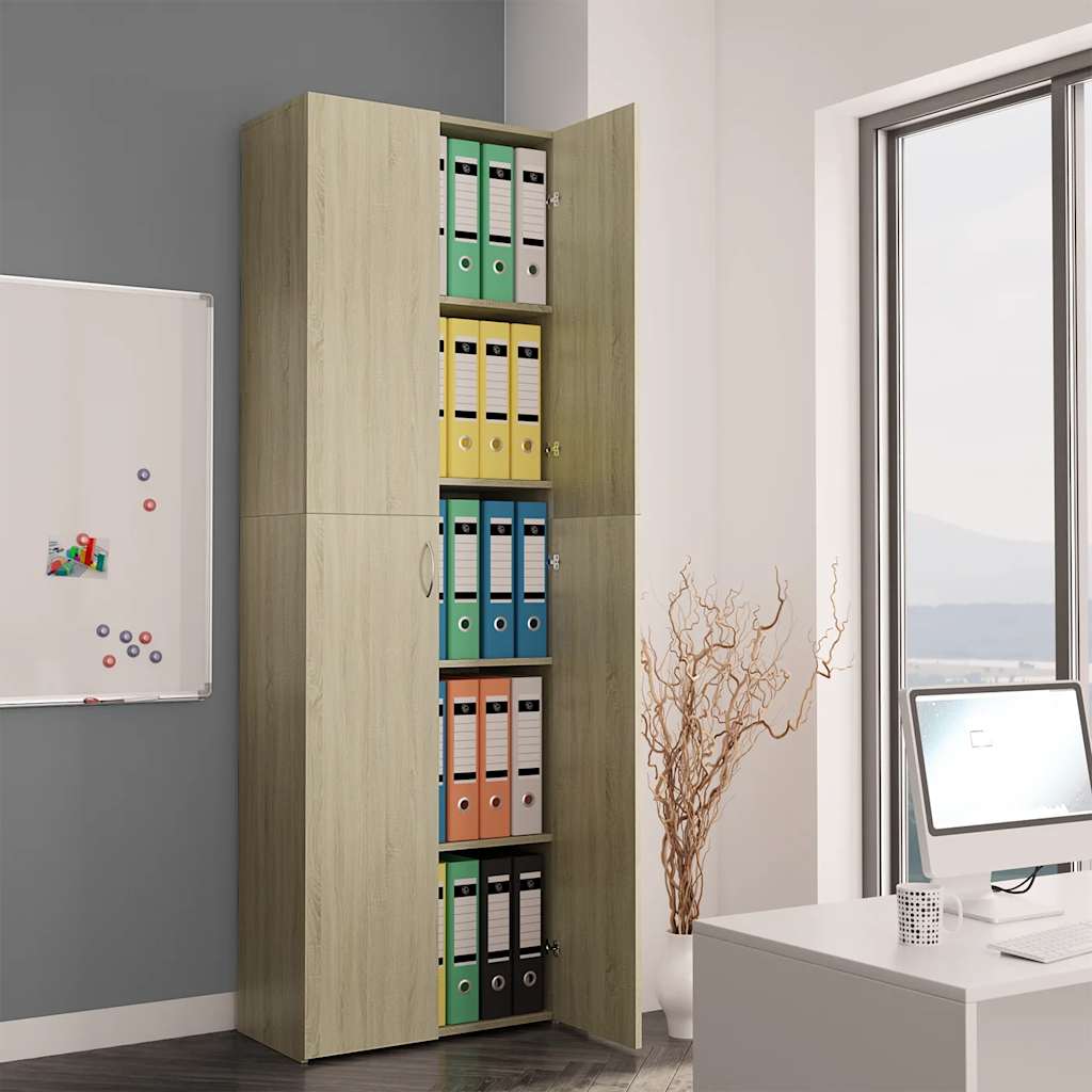 800300 vidaXL Office Cabinet Sonoma Oak 60x32x190 cm Engineered Wood