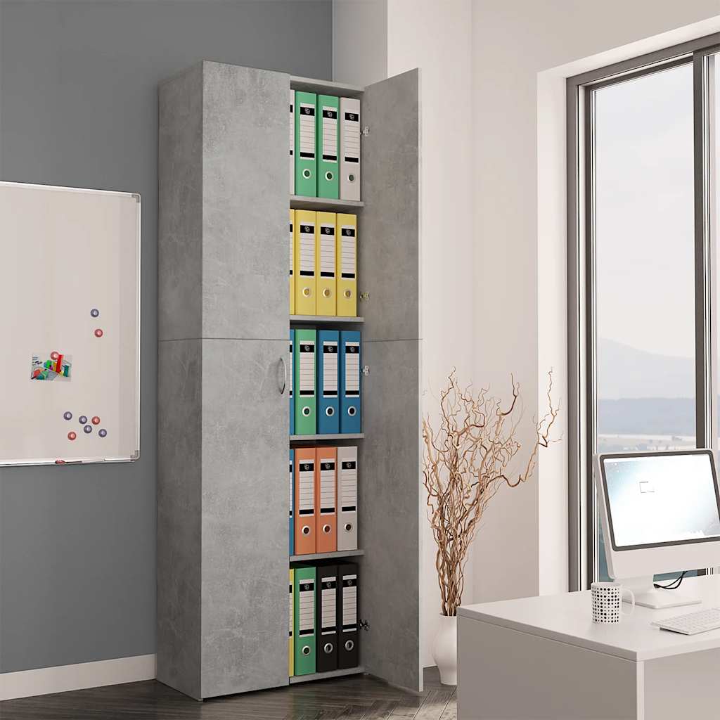 800301 vidaXL Office Cabinet Concrete Grey 60x32x190 cm Engineered Wood