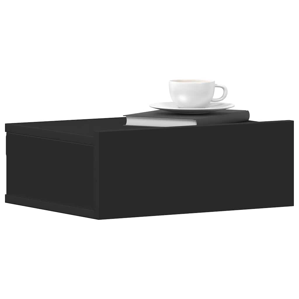 Floating Nightstand Black 40x30x15 cm Engineered Wood