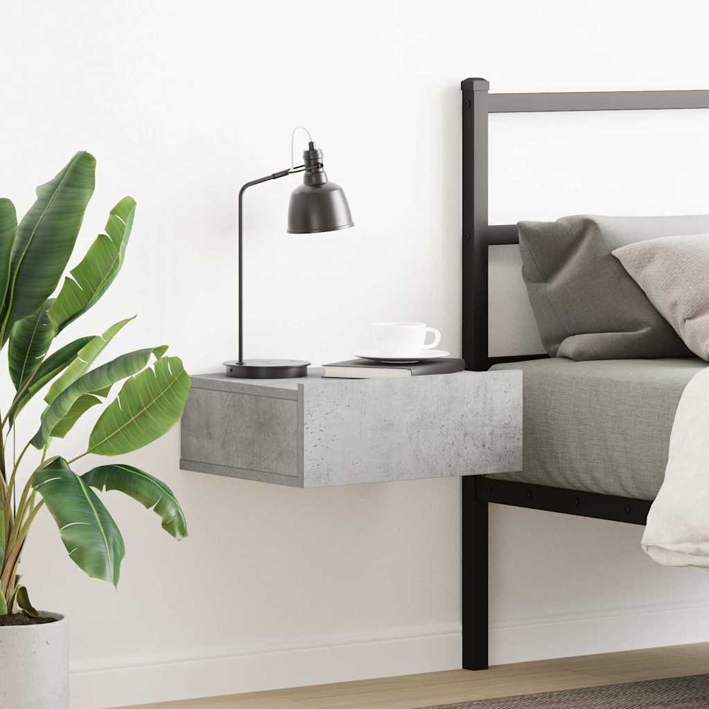 Floating Nightstand Concrete Grey 40x30x15 cm Engineered Wood
