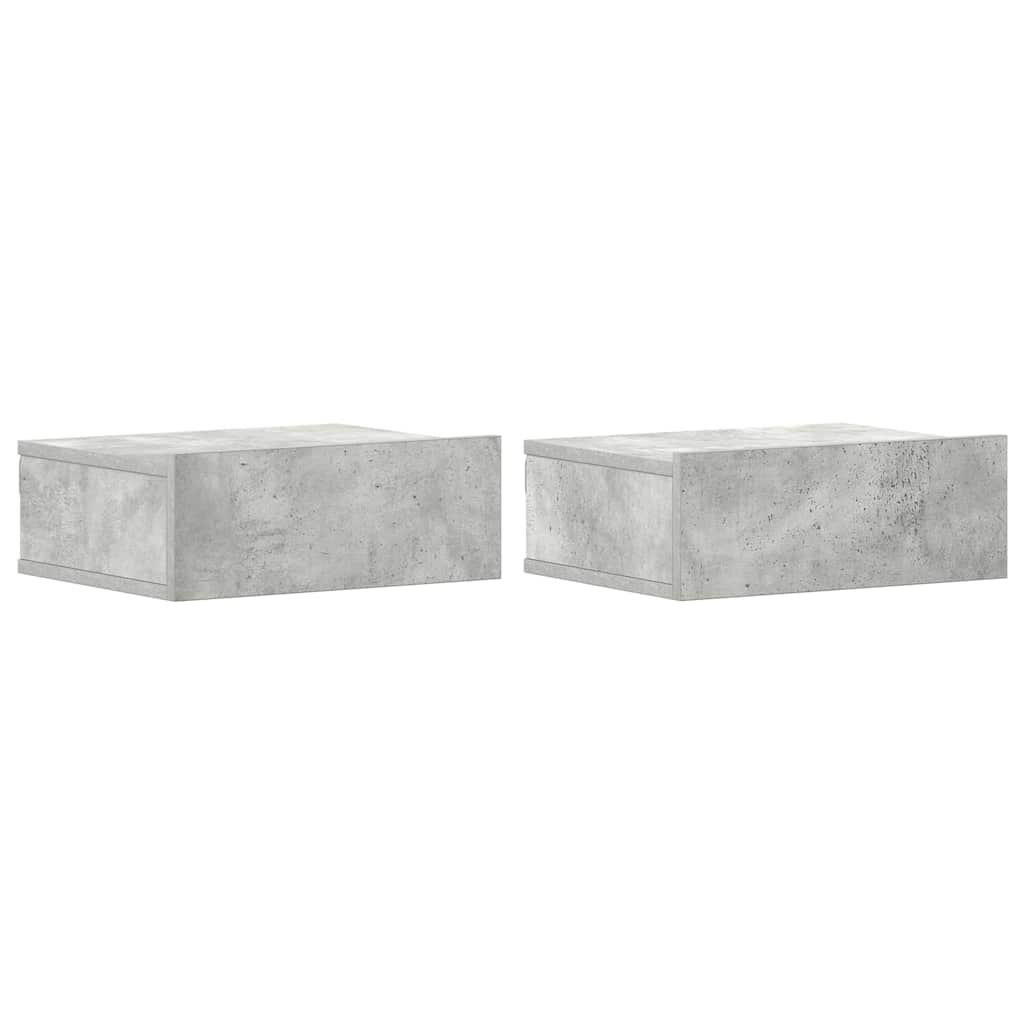 Floating Nightstands 2 pcs Concrete Grey 40x30x15 cm
