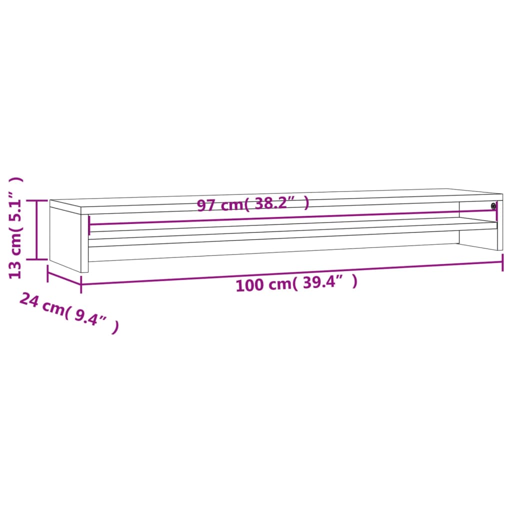 vidaXL Monitor Stand Sonoma Oak 100x24x13 cm Engineered Wood