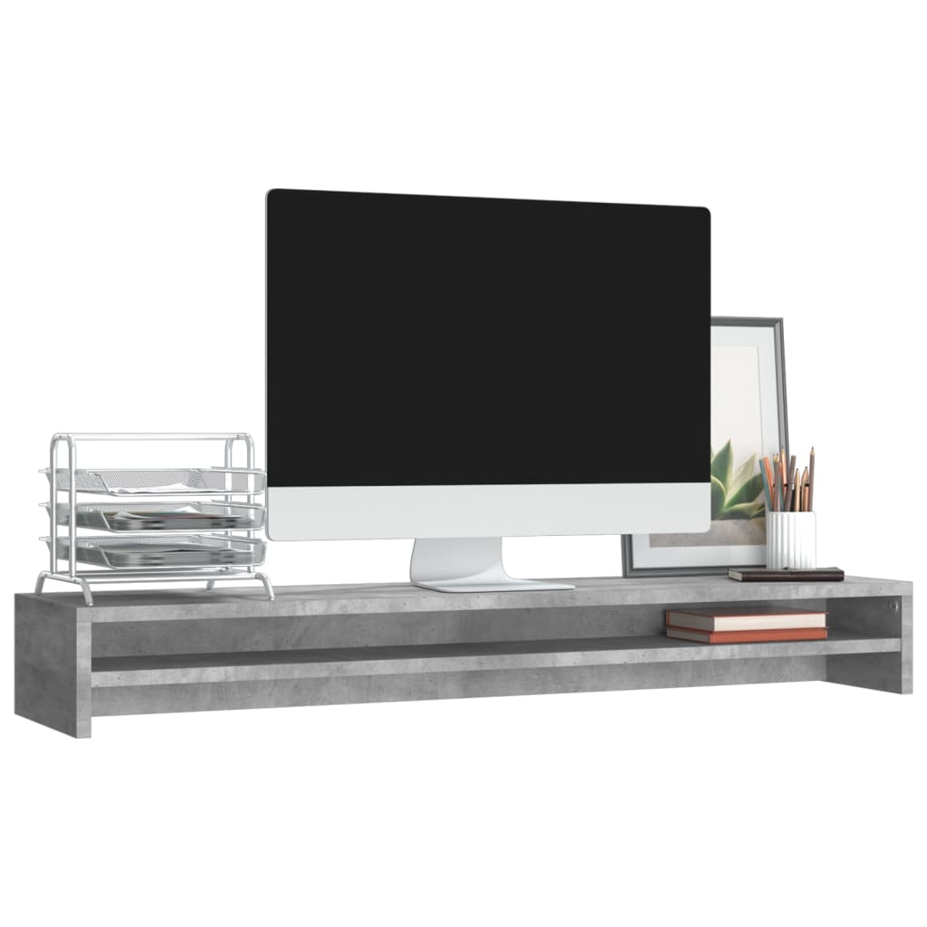 vidaXL Monitor Stand Concrete Grey 100x24x13 cm Engineered Wood