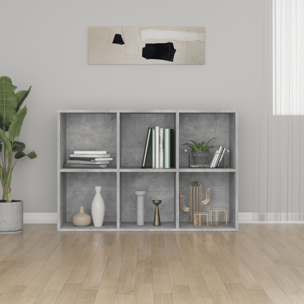 800346 vidaXL Book Cabinet/Sideboard Concrete Grey 66x30x98 cm Engineered Wood