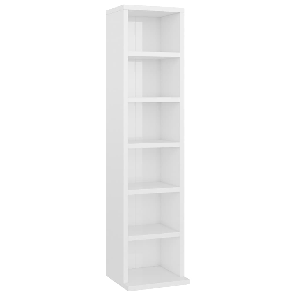 CD Cabinet High Gloss White 21x20x88 cm Engineered Wood