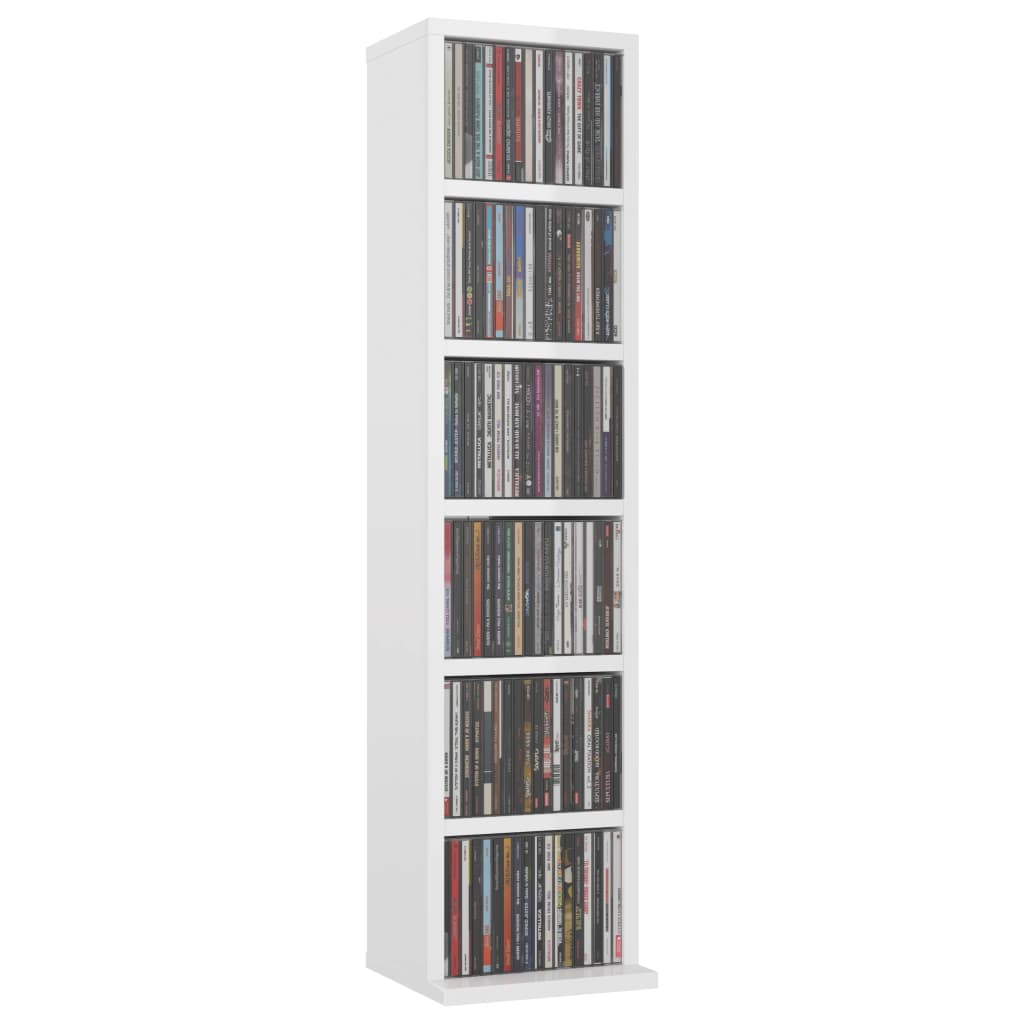 CD Cabinet High Gloss White 21x20x88 cm Engineered Wood