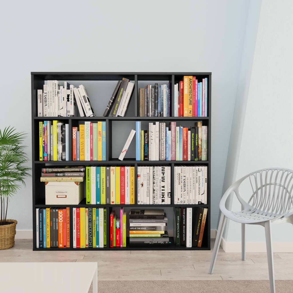 vidaXL Room Divider/Book Cabinet Black 110x24x110 cm Engineered Wood