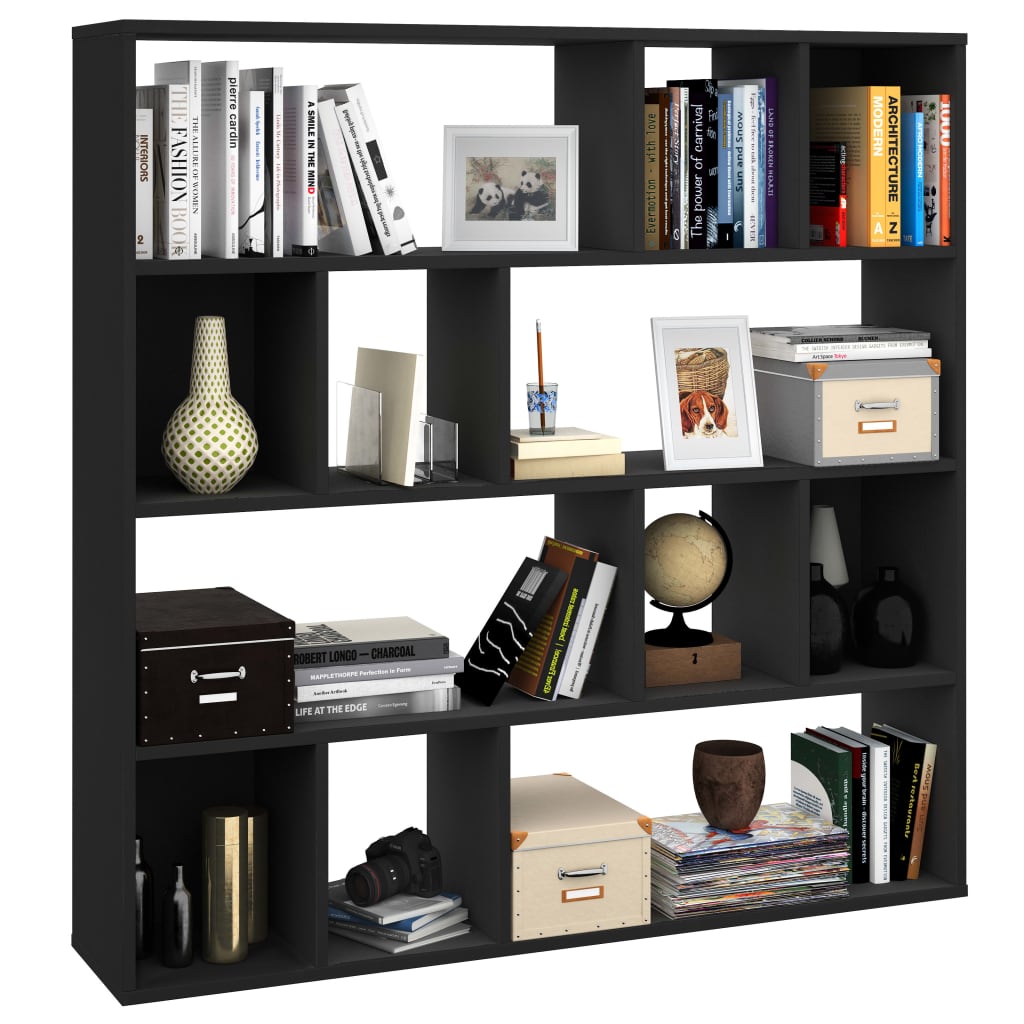 vidaXL Room Divider/Book Cabinet Black 110x24x110 cm Engineered Wood