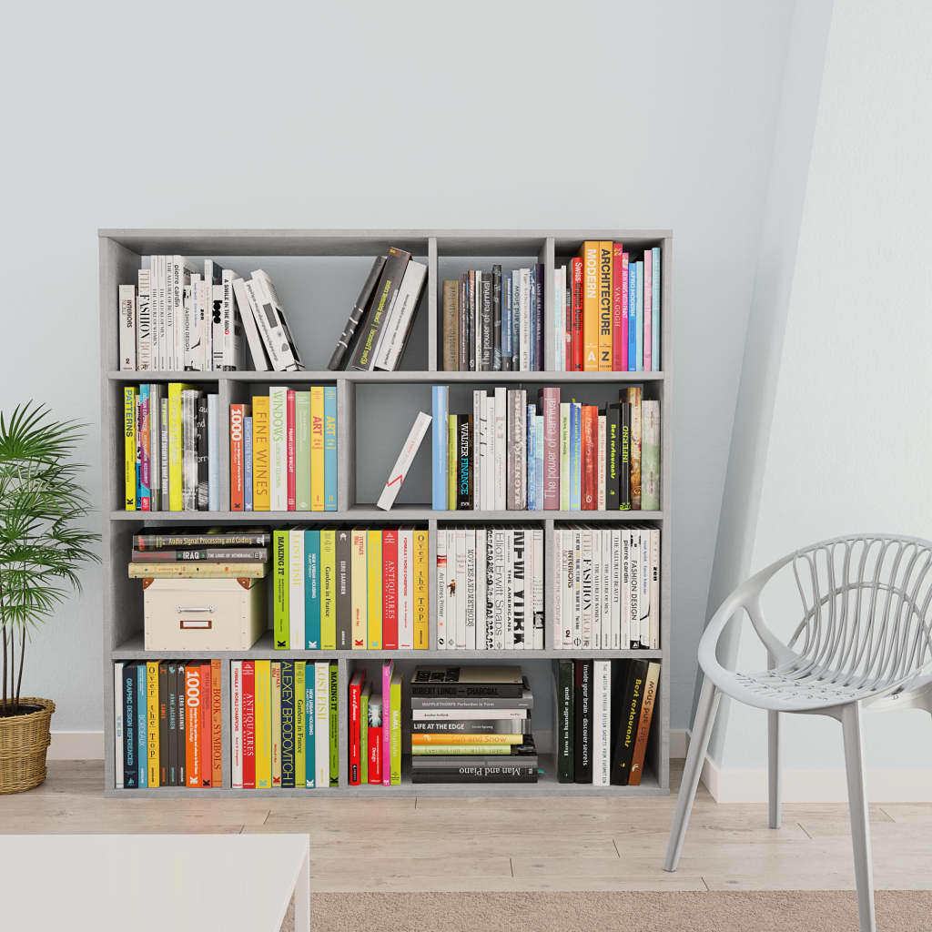 vidaXL Room Divider/Book Cabinet Concrete Grey 110x24x110 cm Engineered Wood