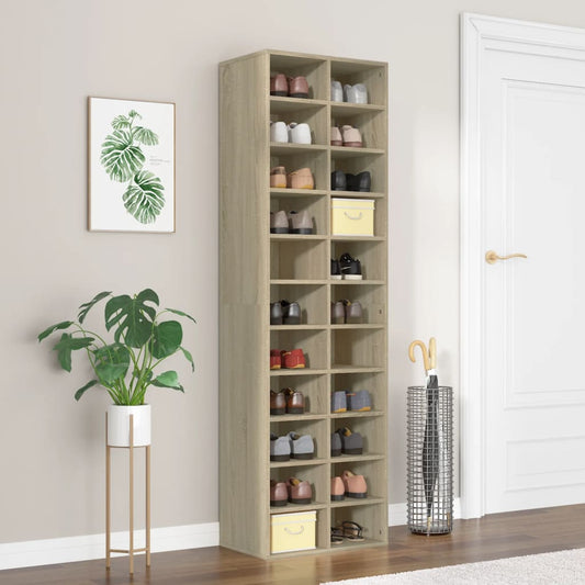 vidaXL Shoe Cabinet Sonoma Oak 54x34x183 cm Engineered Wood