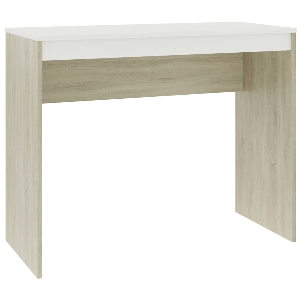 vidaXL Desk White and Sonoma Oak 90x40x72 cm Engineered Wood