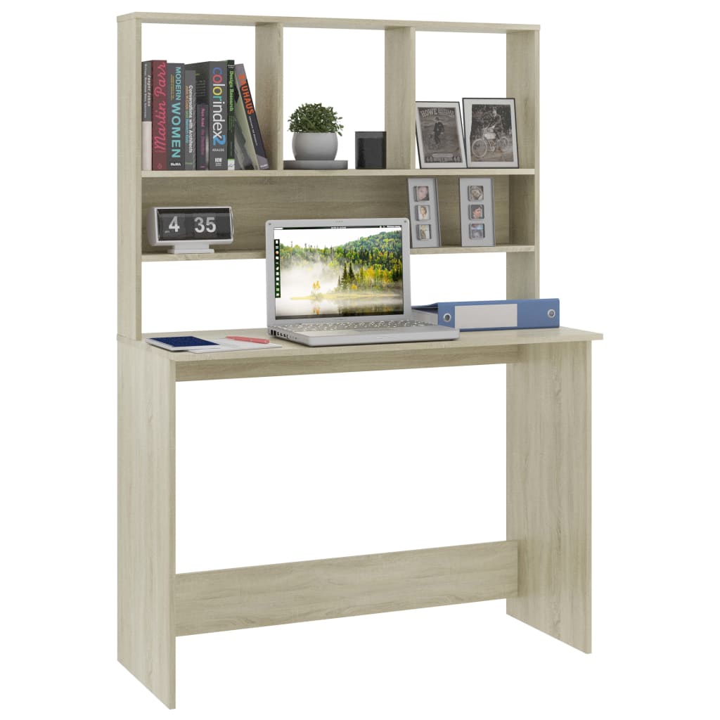Desk | Sonoma Oak | Engineered Wood | Medium | Desk | Rectangular