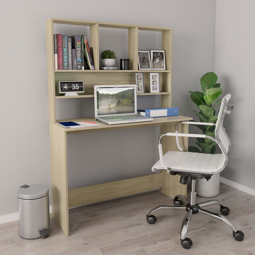 Desk | Sonoma Oak | Engineered Wood | Medium | Desk | Rectangular