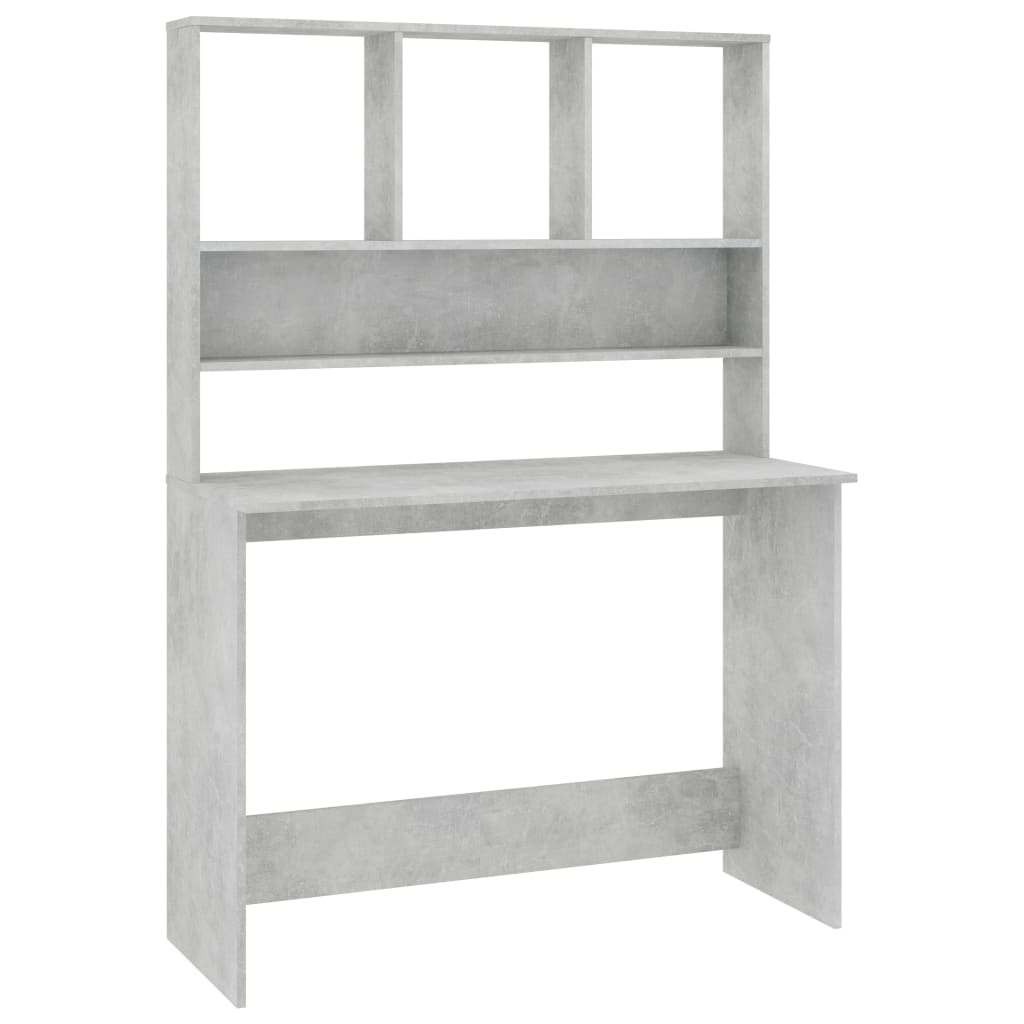 800391 vidaXL Desk with Shelves Concrete Grey 110x45x157 cm Engineered Wood