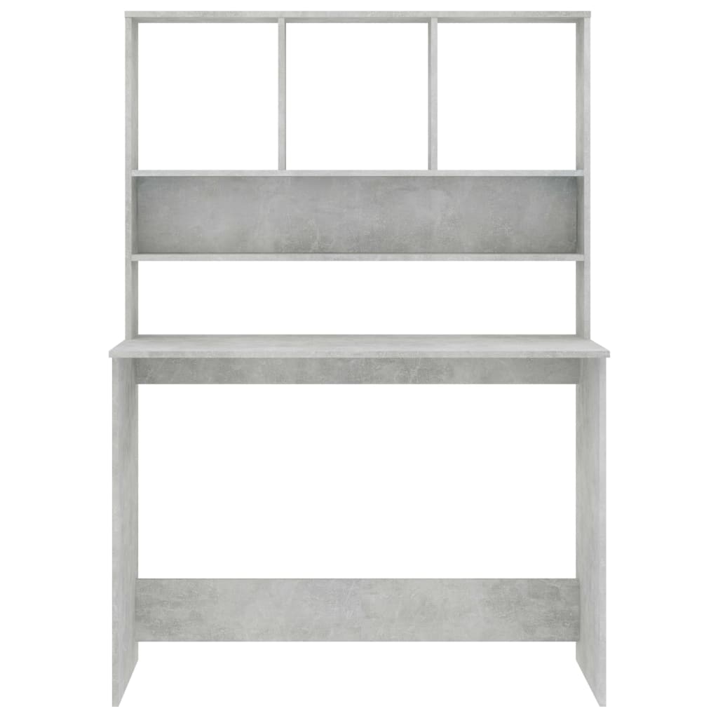 800391 vidaXL Desk with Shelves Concrete Grey 110x45x157 cm Engineered Wood