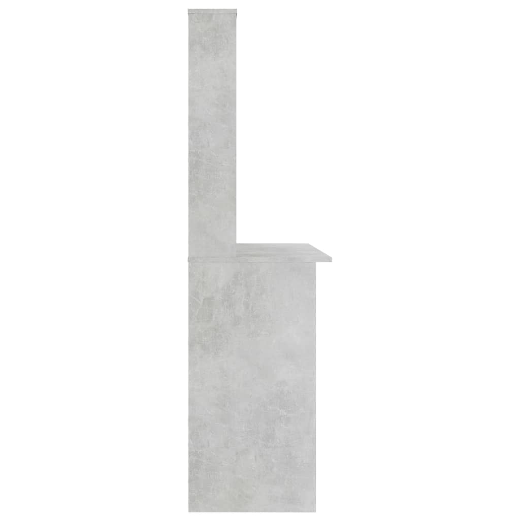 800391 vidaXL Desk with Shelves Concrete Grey 110x45x157 cm Engineered Wood