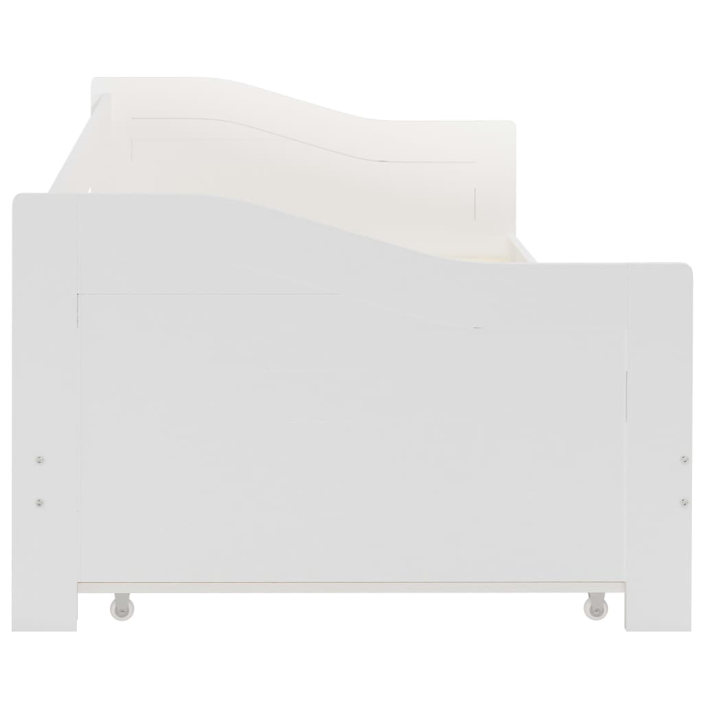 Pull-out Sofa Bed Frame without Mattress White Pinewood 90x200 cm