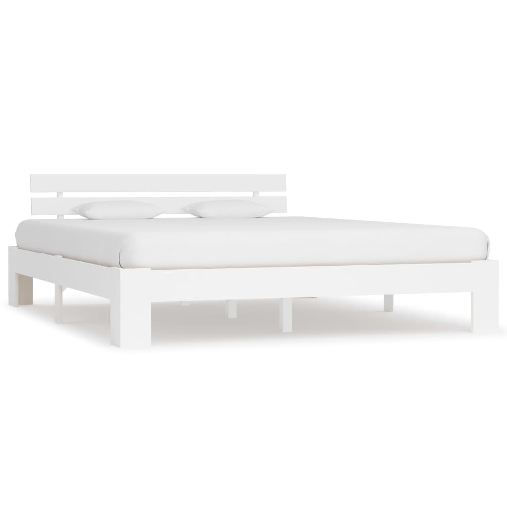 Bed Frame | White | Solid pine wood and Plywood | Double | Durable