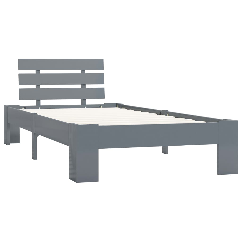 Bed Frame | Grey | Solid pine wood and plywood | Single | Durable