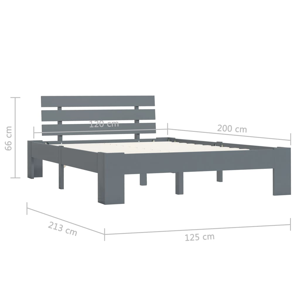 Bed Frame | Grey | Solid Pine Wood | Double | Durable | Bed Frame