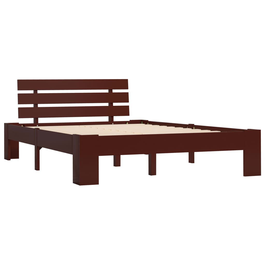 Bed Frame | Dark Brown | Solid pine wood, plywood | Double | Durable