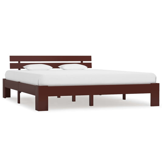 vidaXL Bed Frame without Mattress Dark Brown Solid Pine Wood 160x200 cm