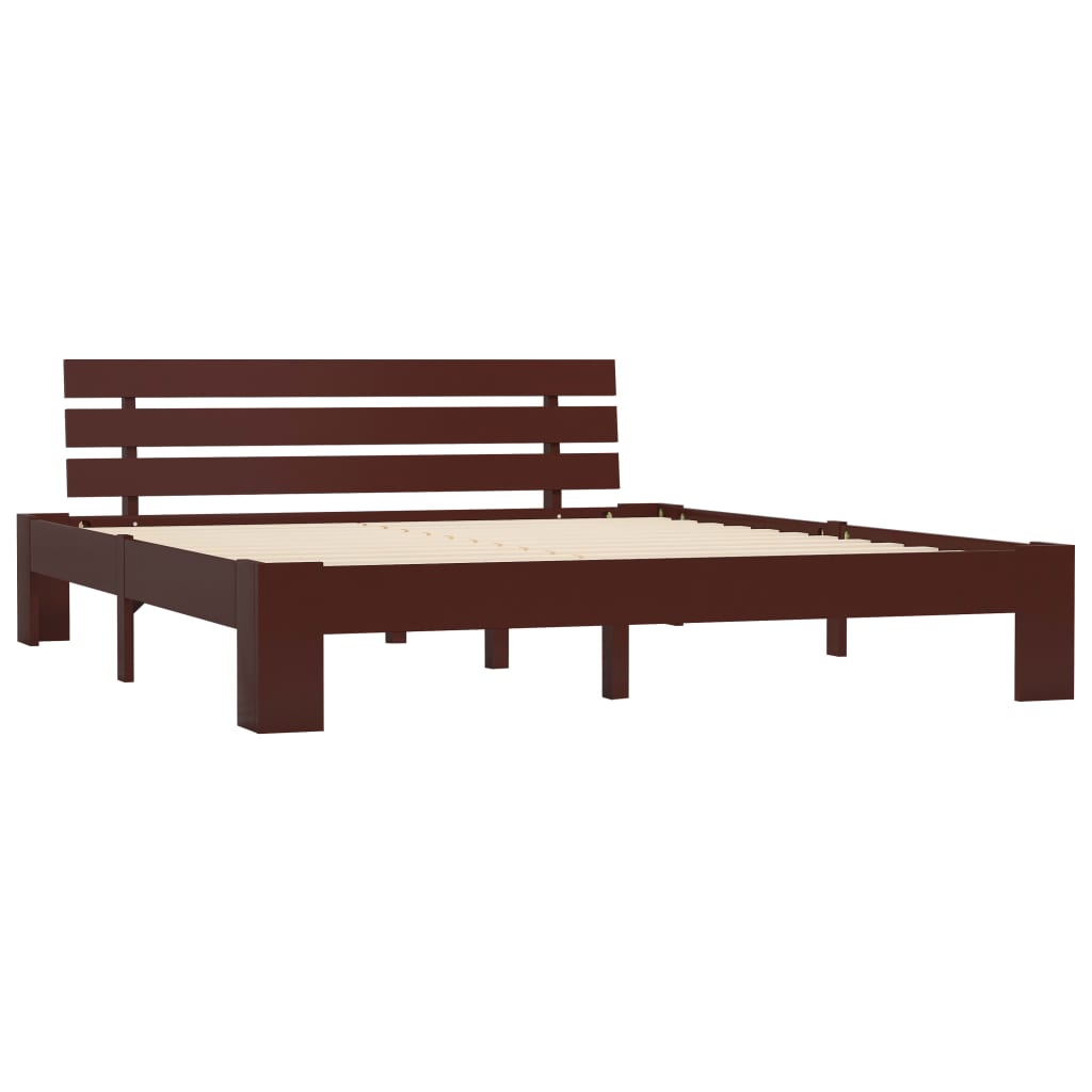 vidaXL Bed Frame without Mattress Dark Brown Solid Pine Wood 160x200 cm