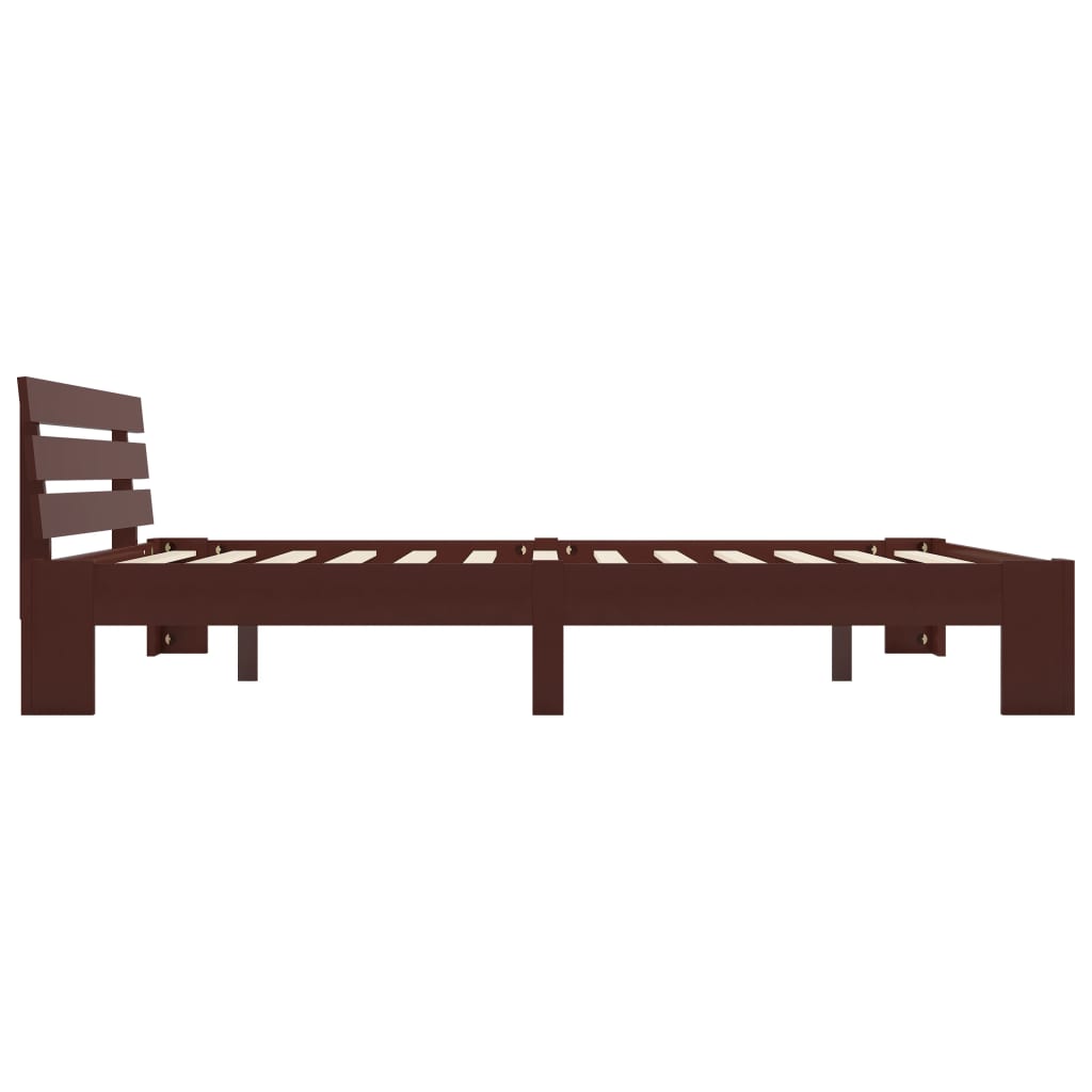 vidaXL Bed Frame without Mattress Dark Brown Solid Pine Wood 160x200 cm