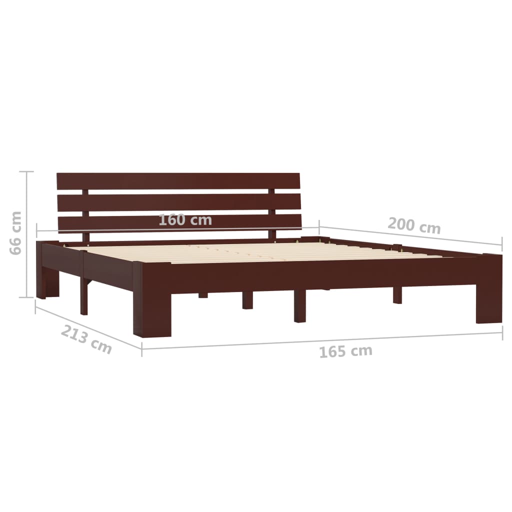 vidaXL Bed Frame without Mattress Dark Brown Solid Pine Wood 160x200 cm