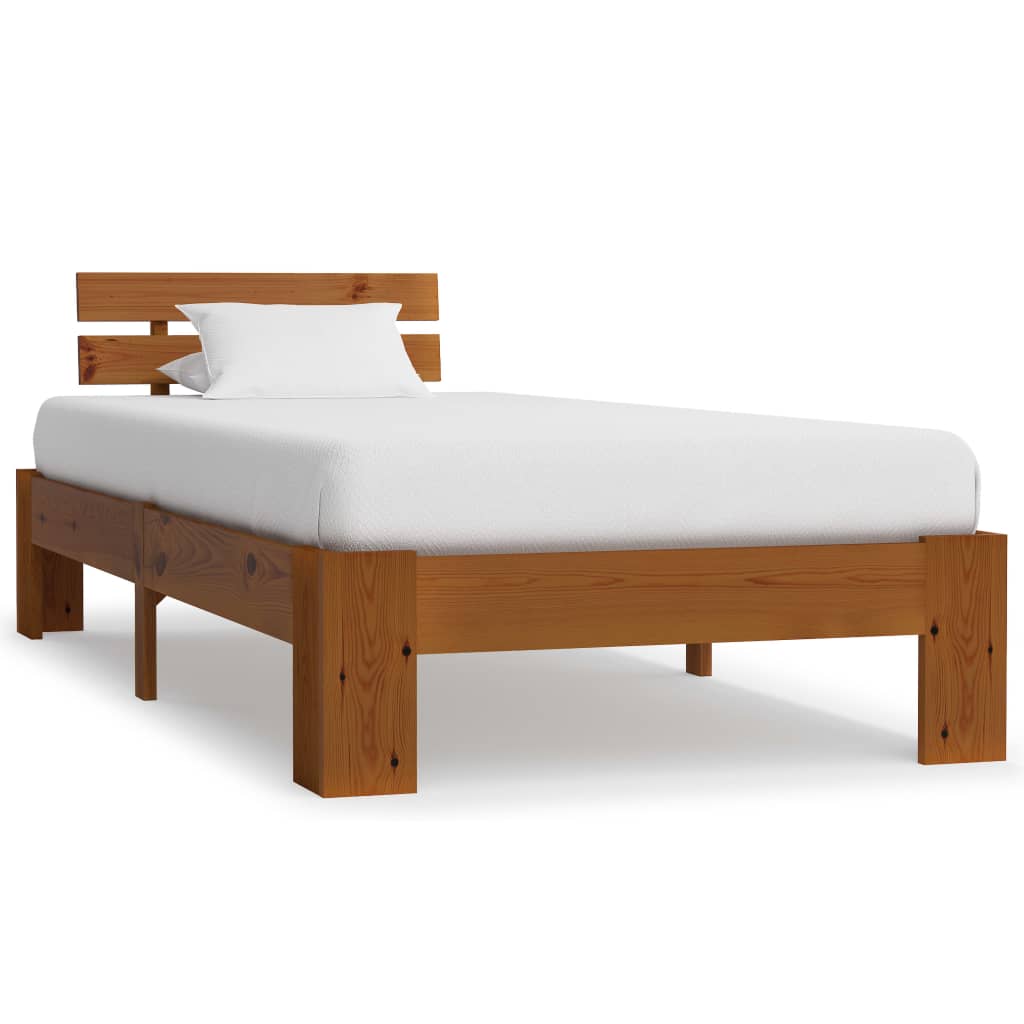 Bed Frame without Mattress Honey Brown 100x200cm Solid Wood Pine