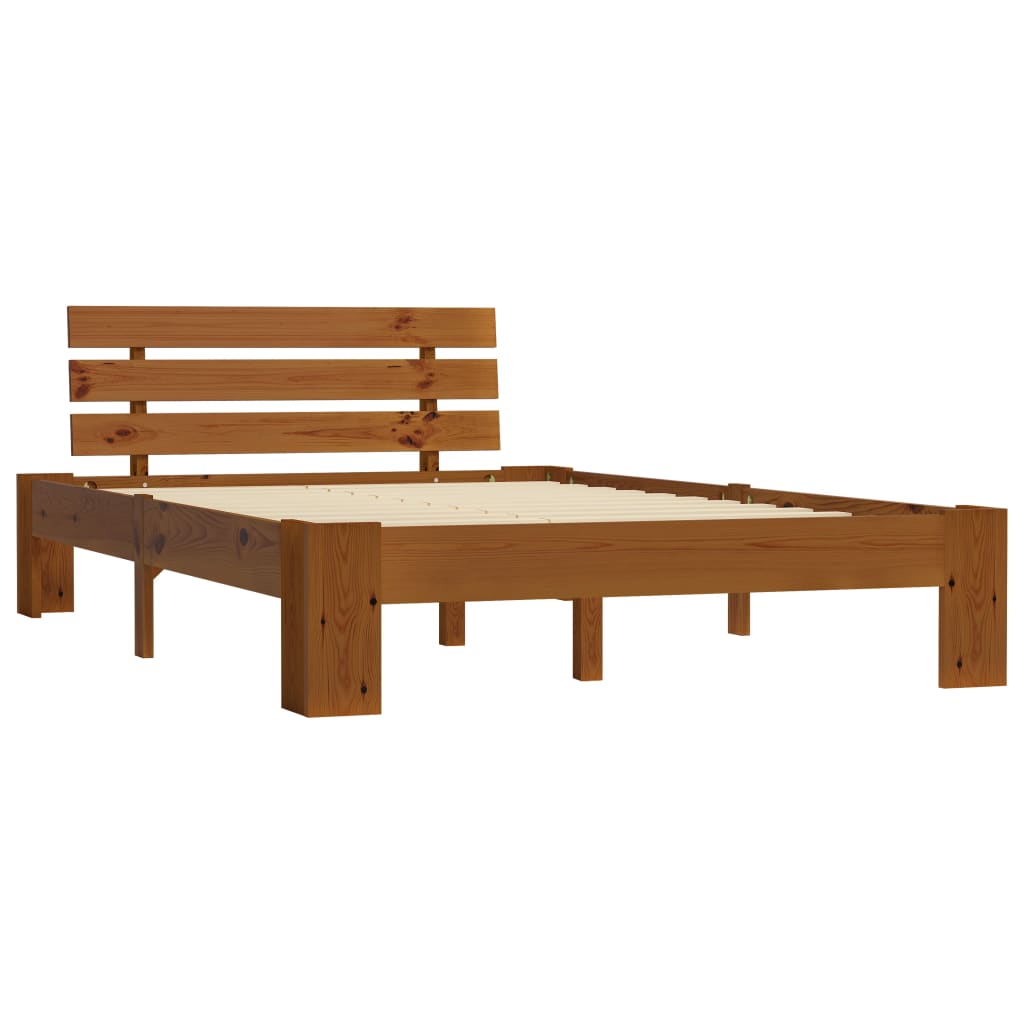 Bed Frame without Mattress Honey Brown 140x200cm Solid Wood Pine