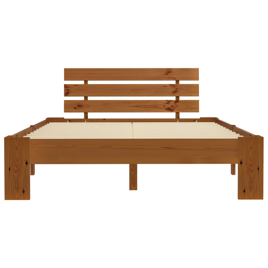 Bed Frame without Mattress Honey Brown 140x200cm Solid Wood Pine