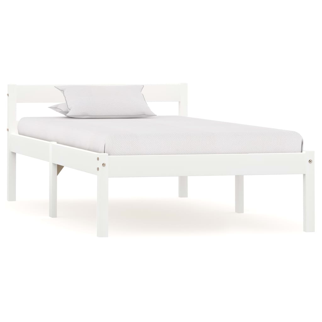 vidaXL Bed Frame without Mattress White Solid Pine Wood 100x200 cm