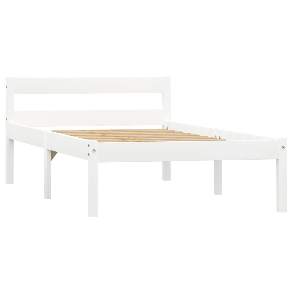 vidaXL Bed Frame without Mattress White Solid Pine Wood 100x200 cm