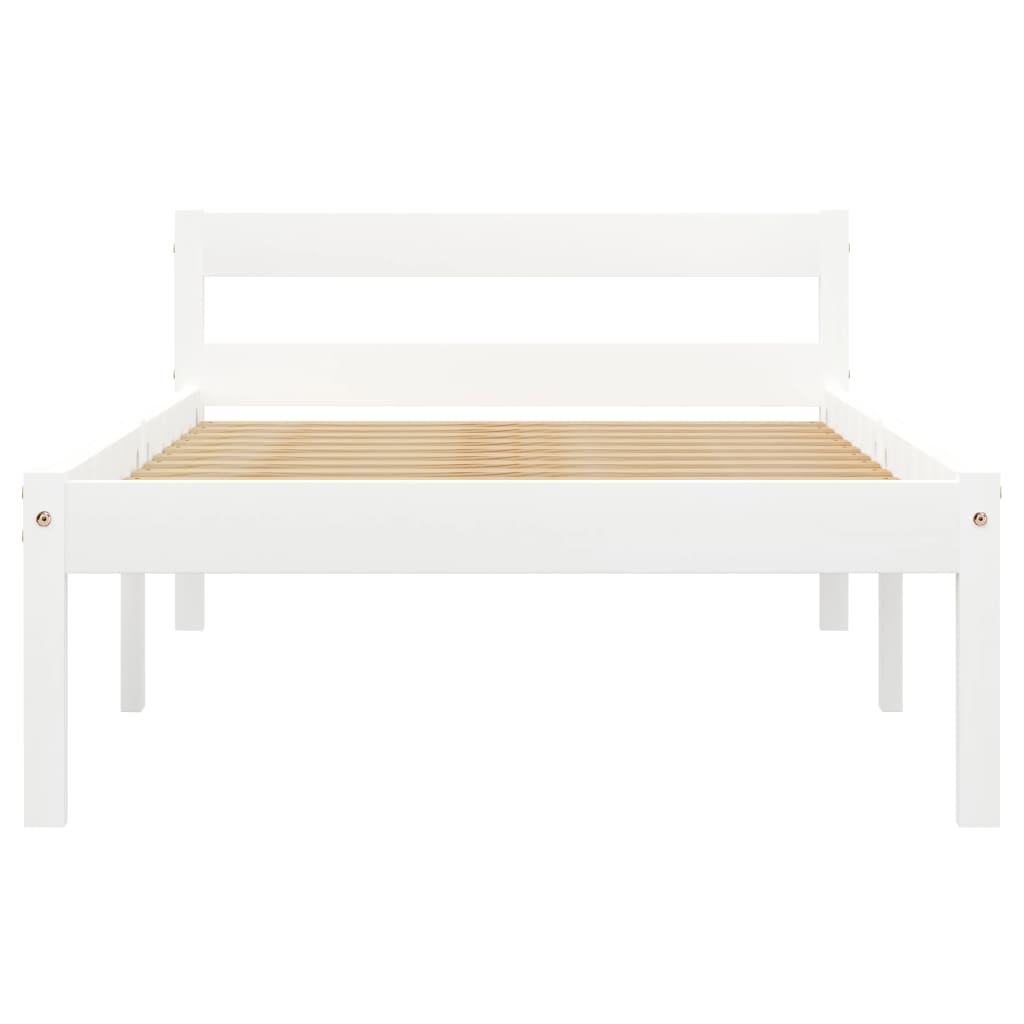 vidaXL Bed Frame without Mattress White Solid Pine Wood 100x200 cm