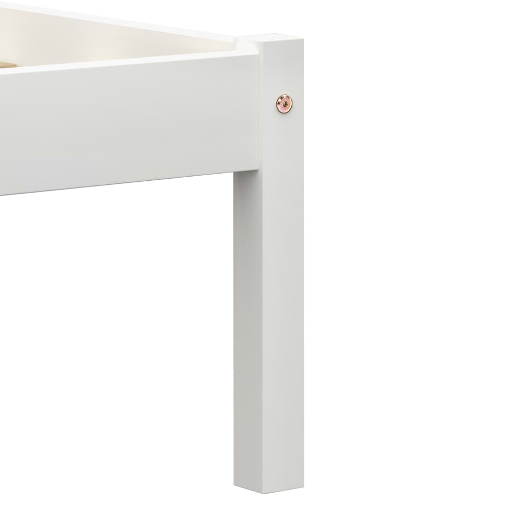 Bed Frame without Mattress White Solid Pine Wood 140x200 cm