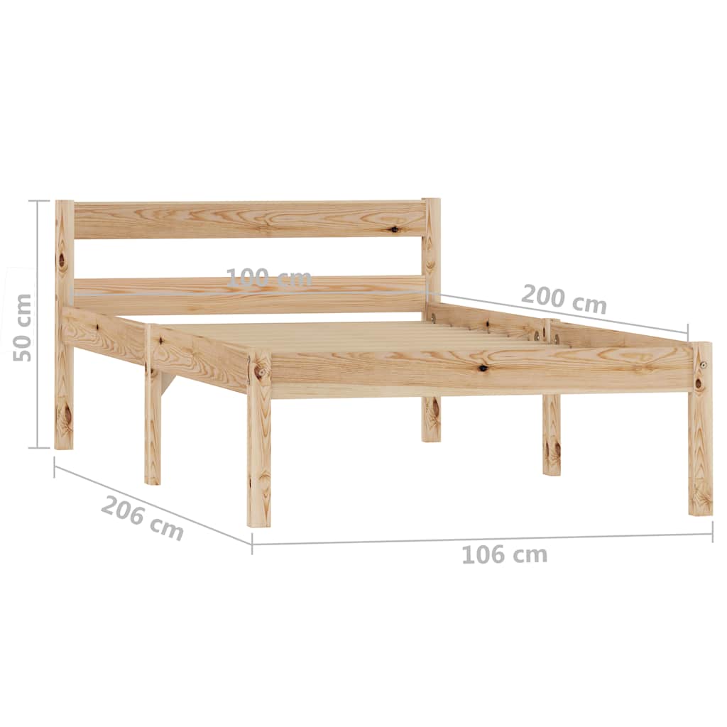 Bed Frame | Natural | Solid pine wood and plywood | Single | Durable
