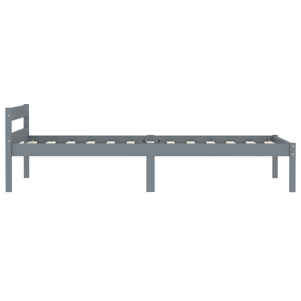 vidaXL Bed Frame without Mattress Grey Solid Pine Wood 100x200 cm