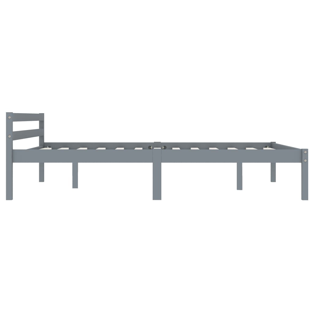 Bed Frame without Mattress Grey Solid Pine Wood 140x200 cm