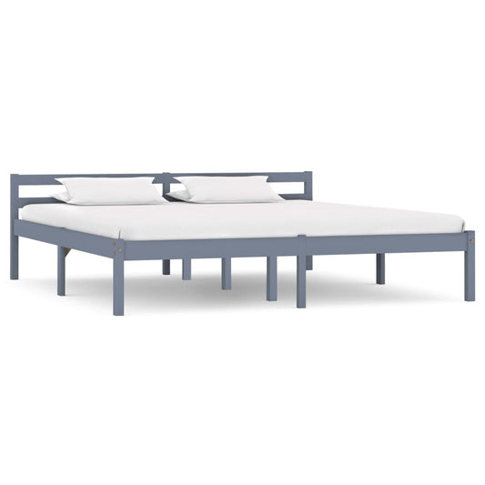 vidaXL Bed Frame without Mattress Grey Solid Pine Wood 180x200 cm Super King