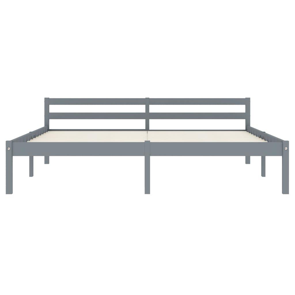 vidaXL Bed Frame without Mattress Grey Solid Pine Wood 180x200 cm Super King