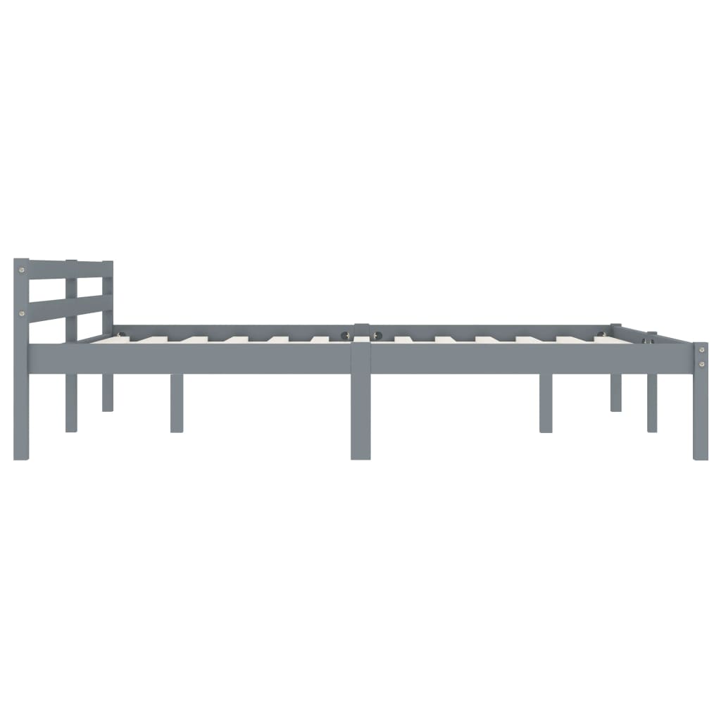 vidaXL Bed Frame without Mattress Grey Solid Pine Wood 180x200 cm Super King