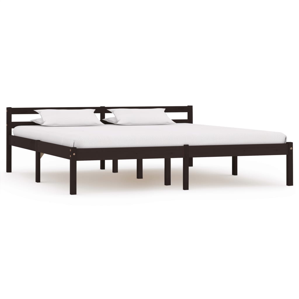 Bed Frame | Dark brown | Solid pine wood | Double | Durable | Bed Frame
