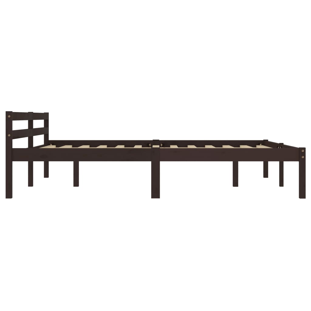 Bed Frame | Dark brown | Solid pine wood | Double | Durable | Bed Frame