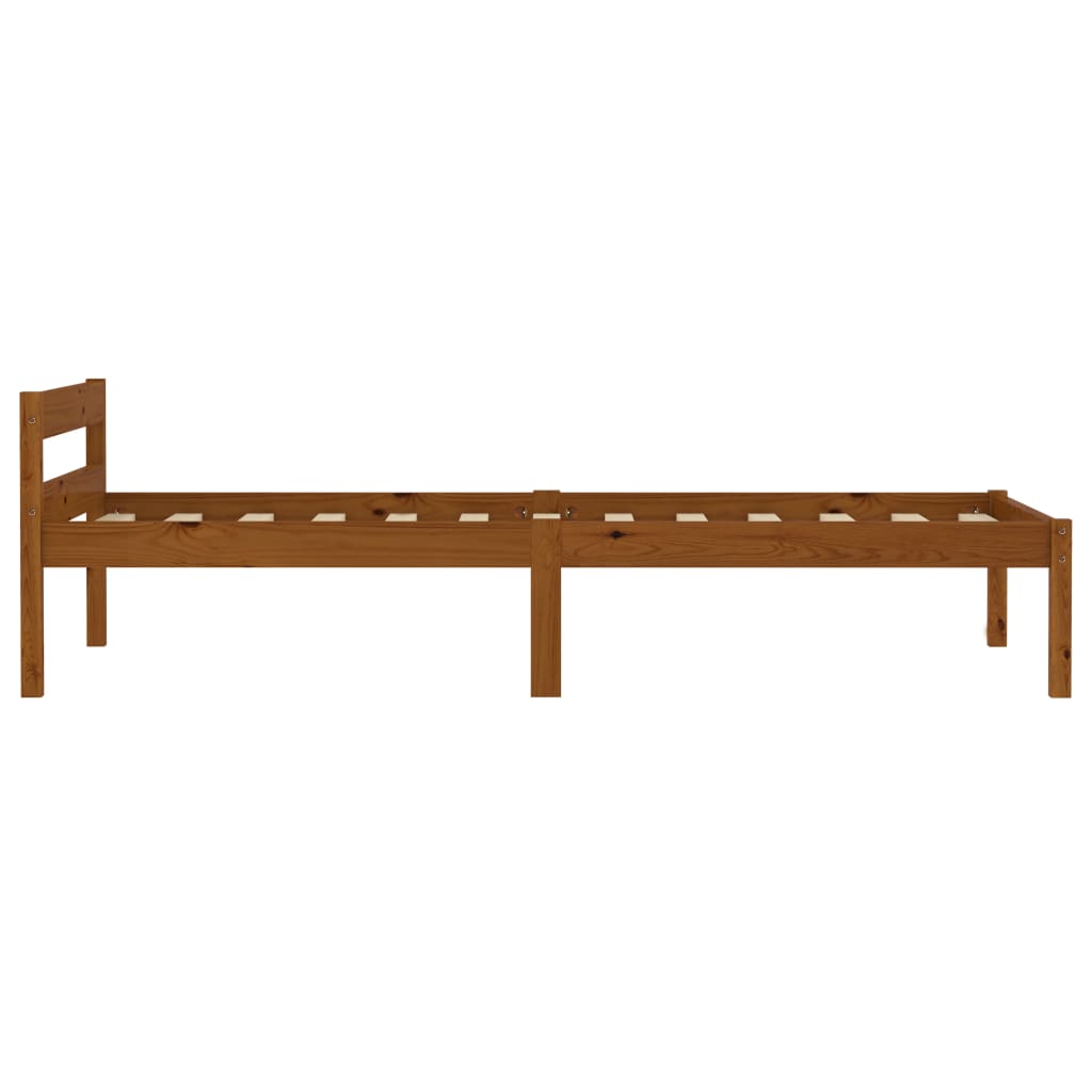 Bed Frame without Mattress Honey Brown Solid Pine Wood 100x200cm