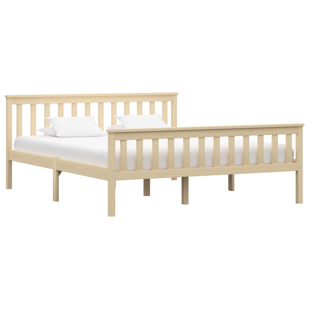 vidaXL Bed Frame without Mattress Natural Solid Pinewood 160x200 cm