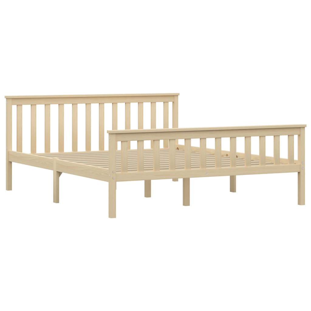 vidaXL Bed Frame without Mattress Natural Solid Pinewood 160x200 cm