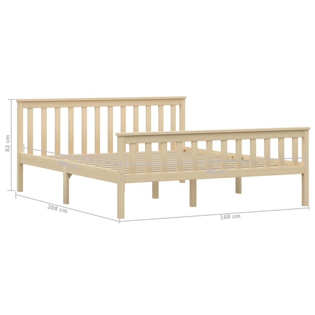 vidaXL Bed Frame without Mattress Natural Solid Pinewood 160x200 cm