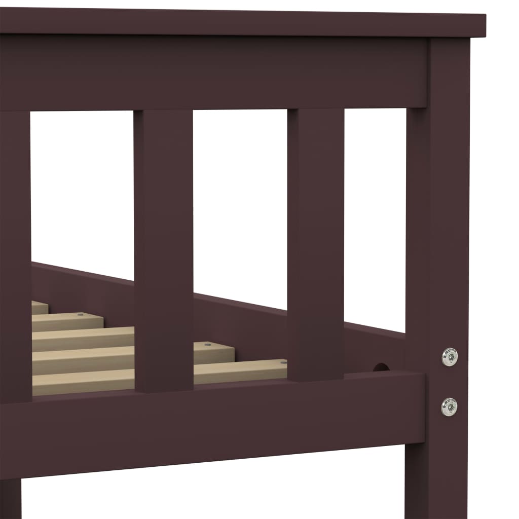 Bed Frame without Mattress Dark Brown Solid Pinewood 180x200 cm Super King